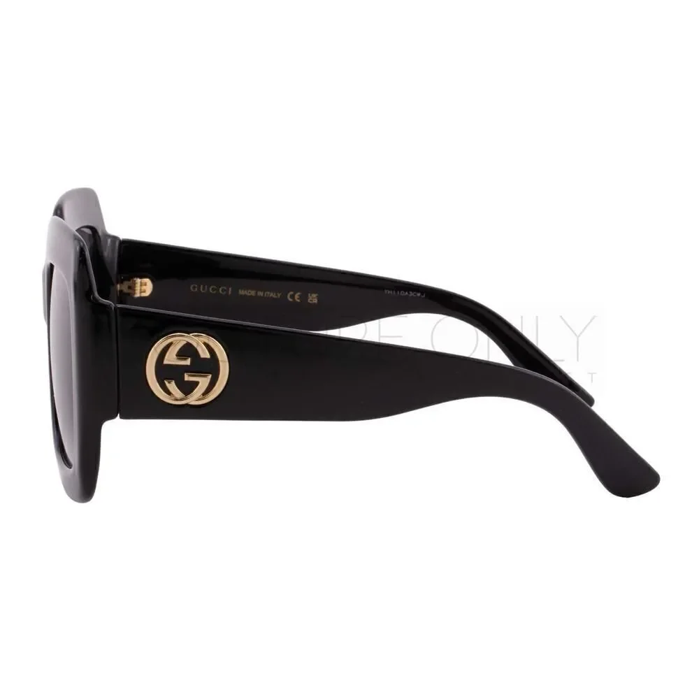 New Gucci Women Sunglasses Black Oversized Square GG0053SN-001 Gray Gradient - Picture 7 of 12